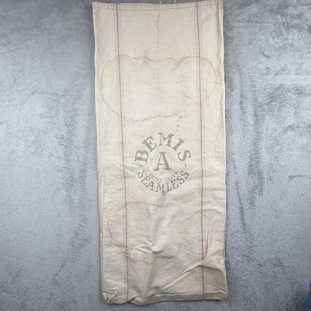 Vintage Bemis A Seamless Cloth Cotton Grain Feed Flour Sack Primitive Country